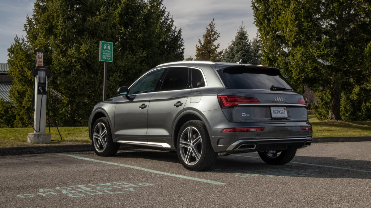 2021 Audi Q5 55 TFSI e parked and plugged in rear