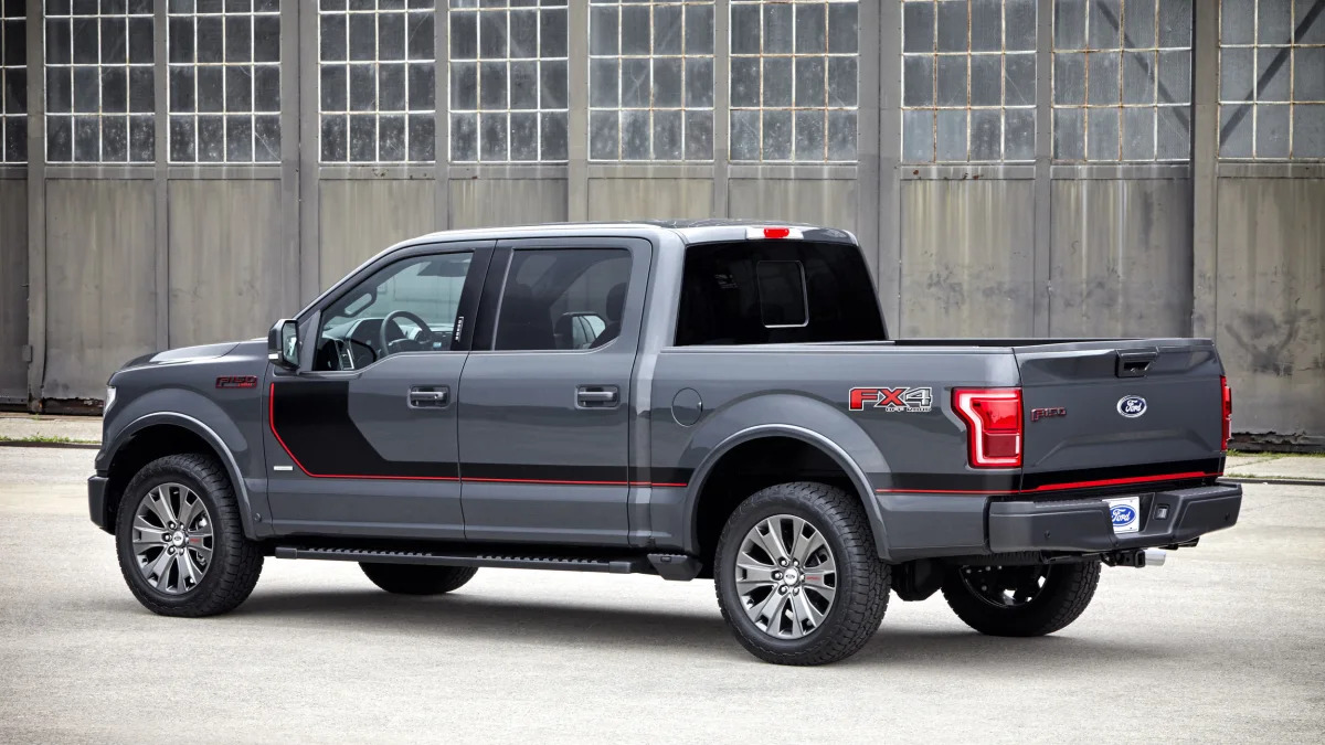 gray 2016 ford-150 lariat appearance package rear