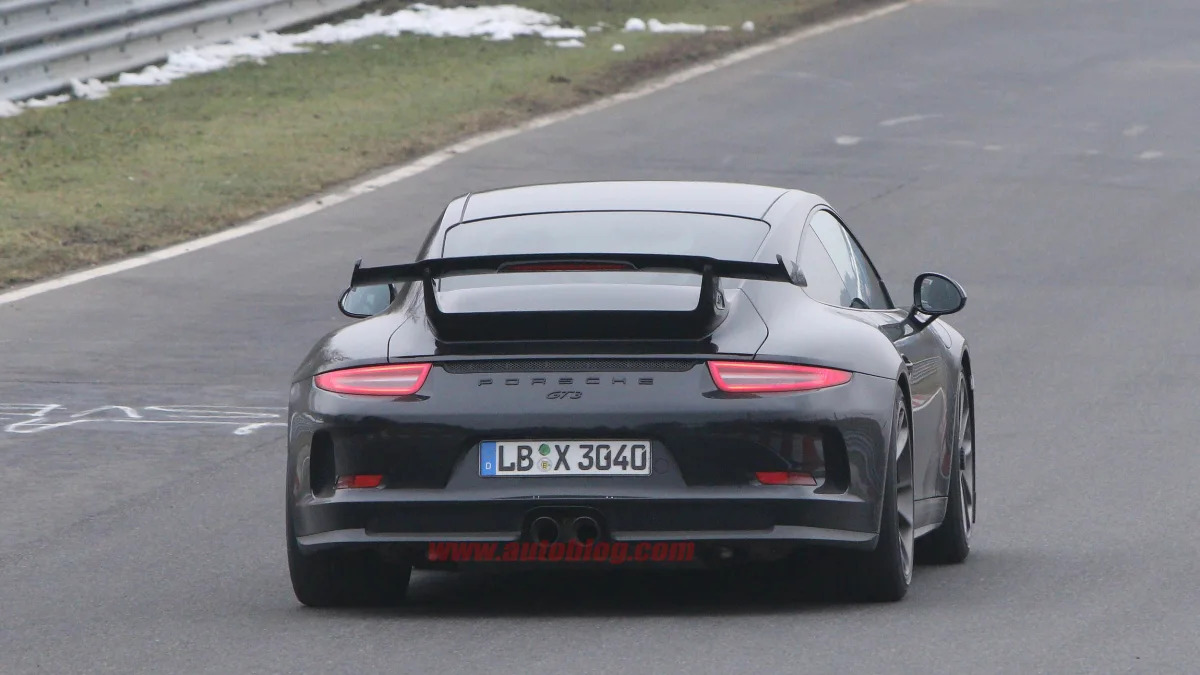 Porsche 911 GT3 prototype spied rear
