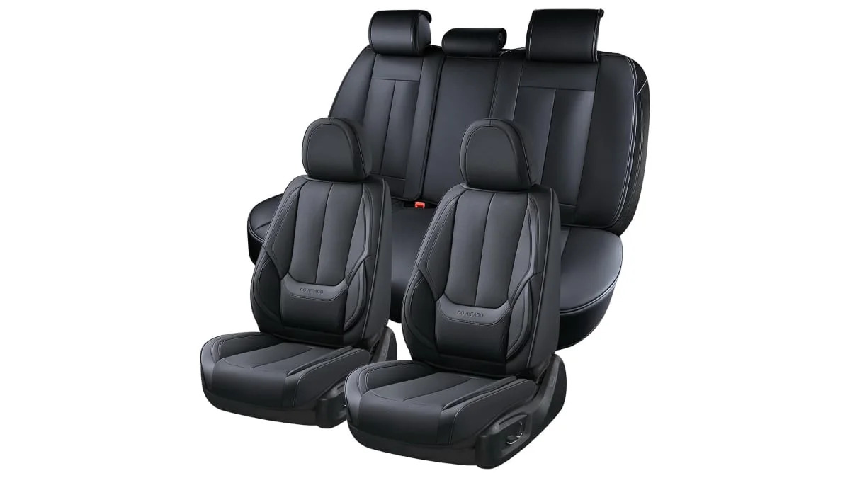Black Panther 1 Pair Luxury PU Car Seat Covers Protectors for