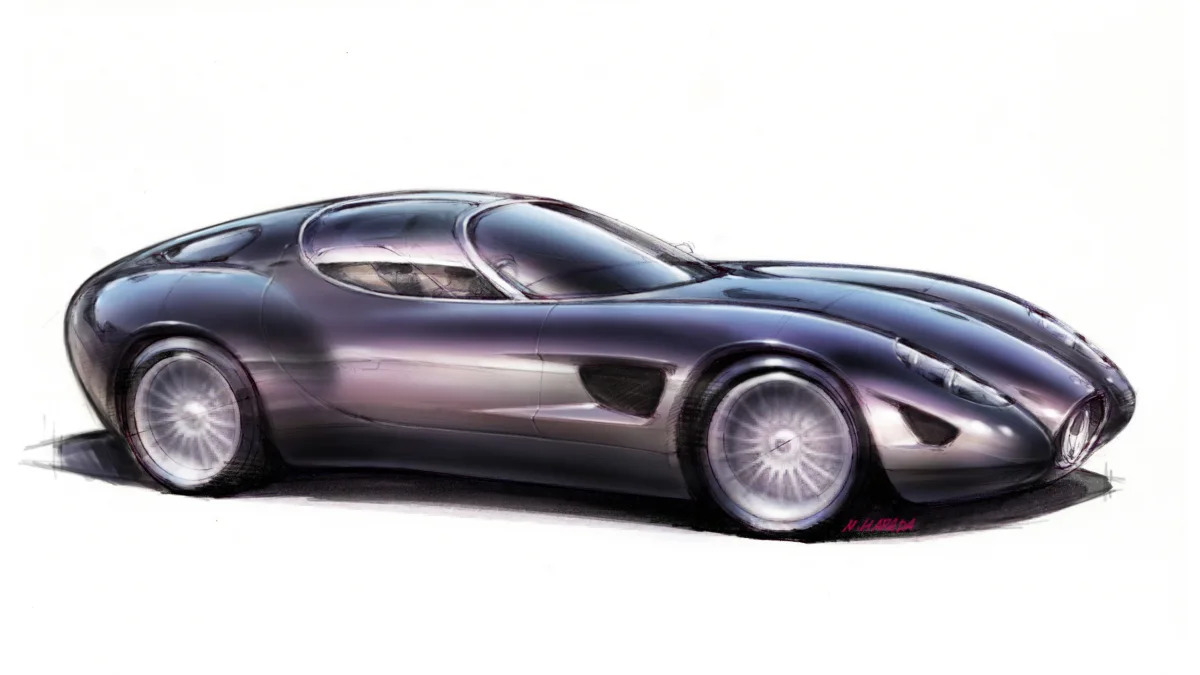 Maserati Mostro by Zagato design rendering front side 3/4
