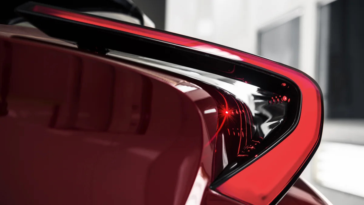The Scion C-HR concept shown off in red for the LA Auto Show, taillight.