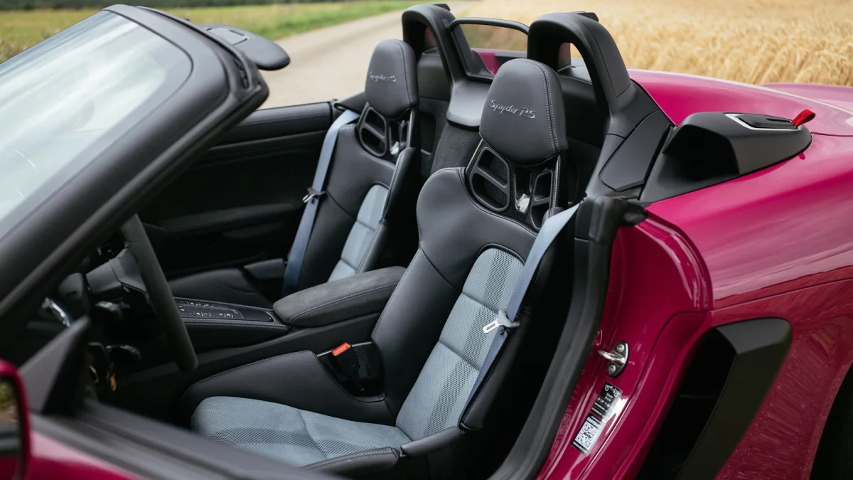 2024 Porsche 718 Spyder RS in Ruby Star Neo with full bucket seats