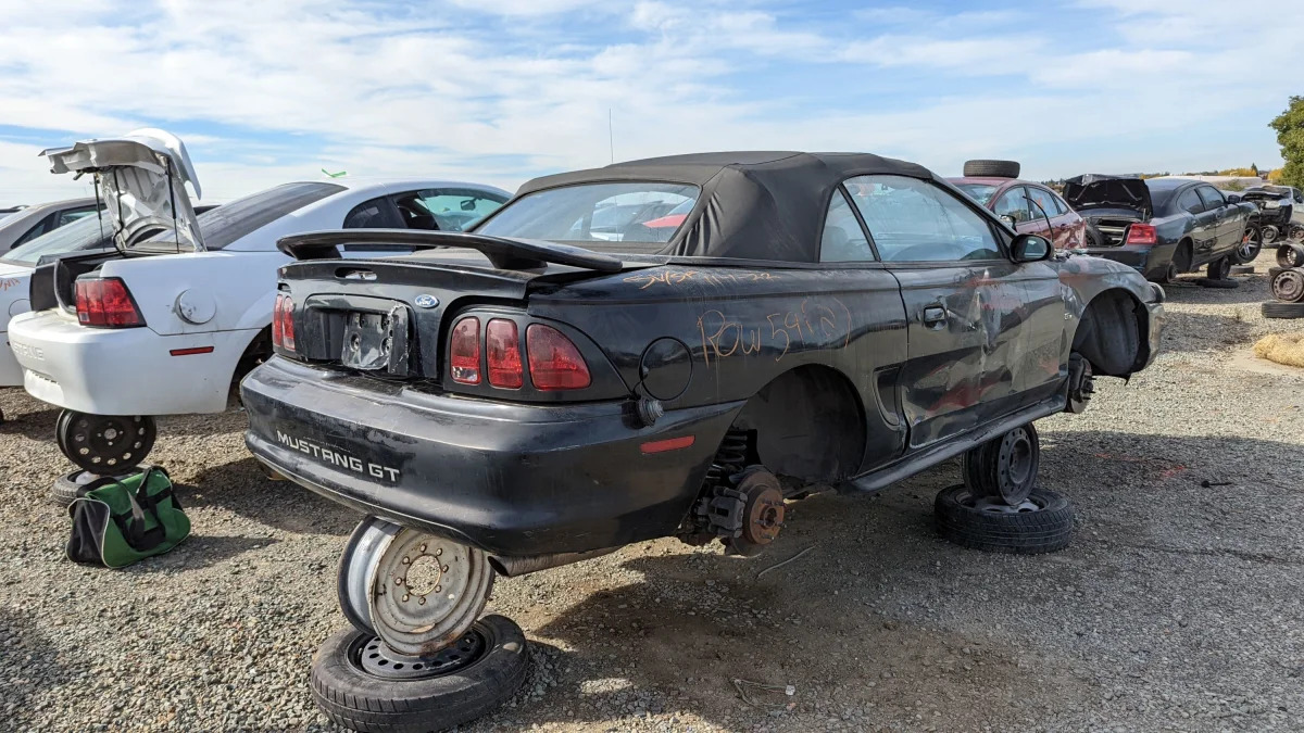 22 - 1997 Ford Mustang GT in California junkyard - photo by Murilee Martin