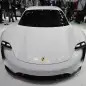 The Porsche Mission E concept, showed off at the 2015 Frankfurt Motor Show, front view.