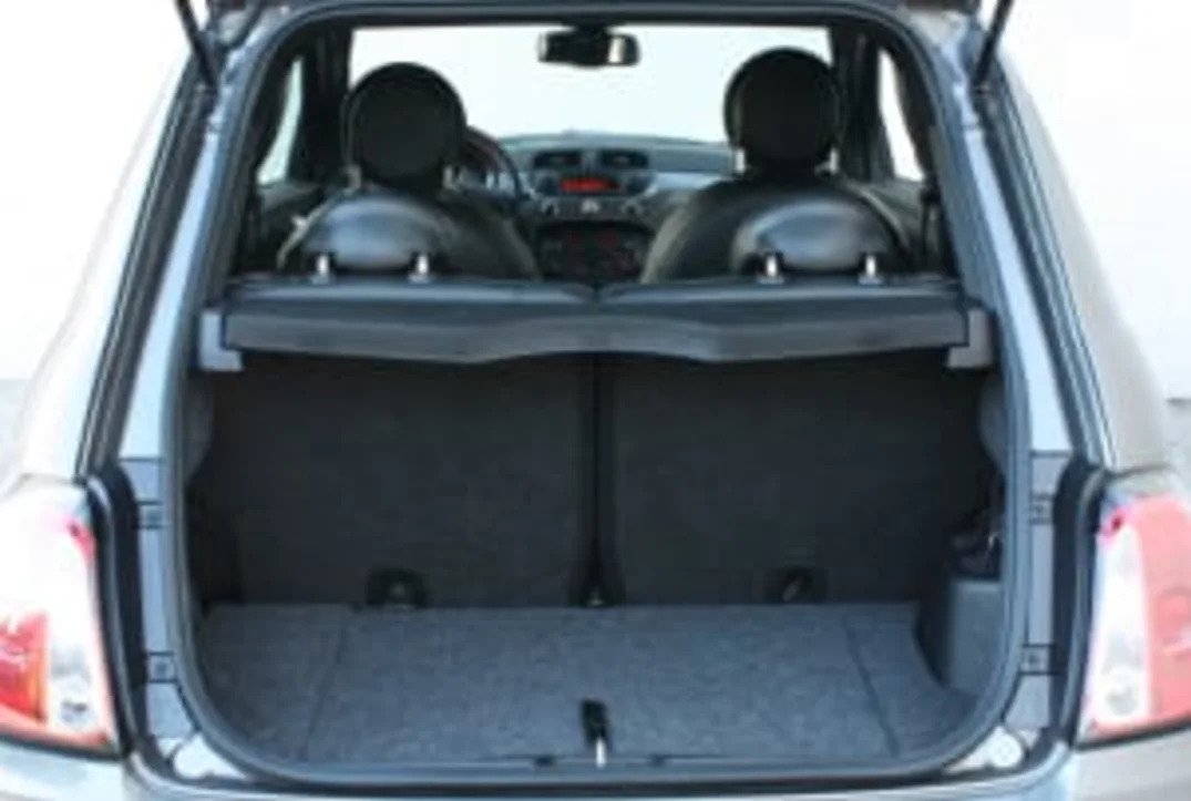 2013 Fiat 500e cargo area seats up