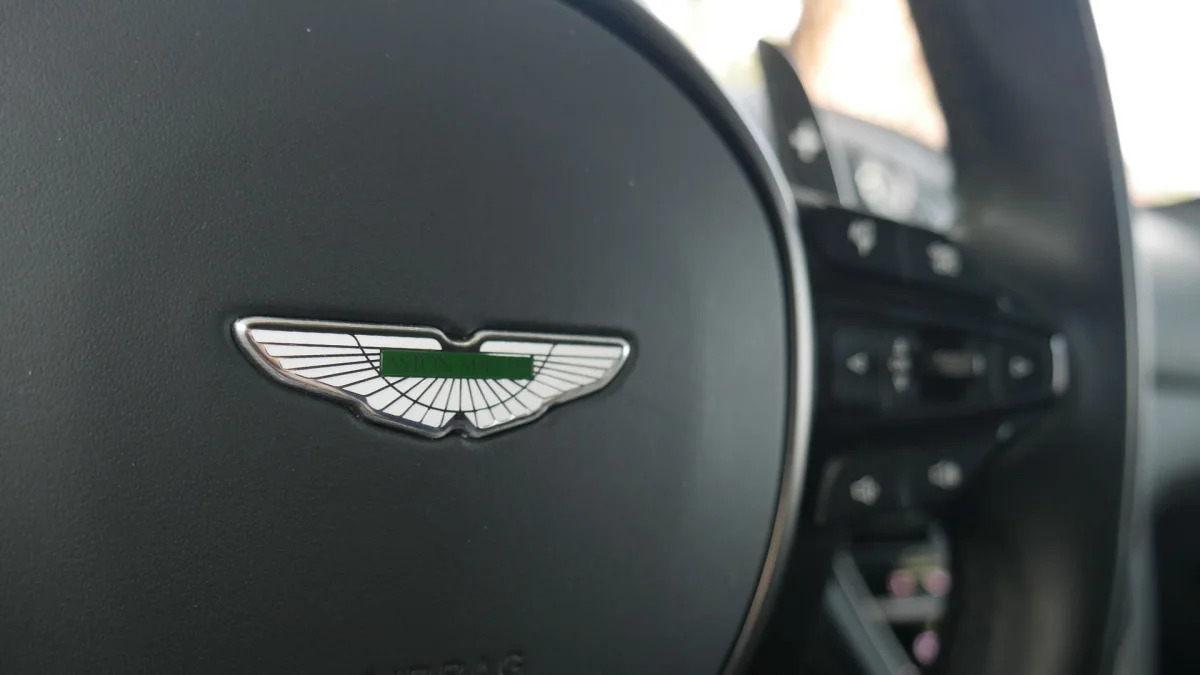 Aston Martin DBX707 badge on steering wheel