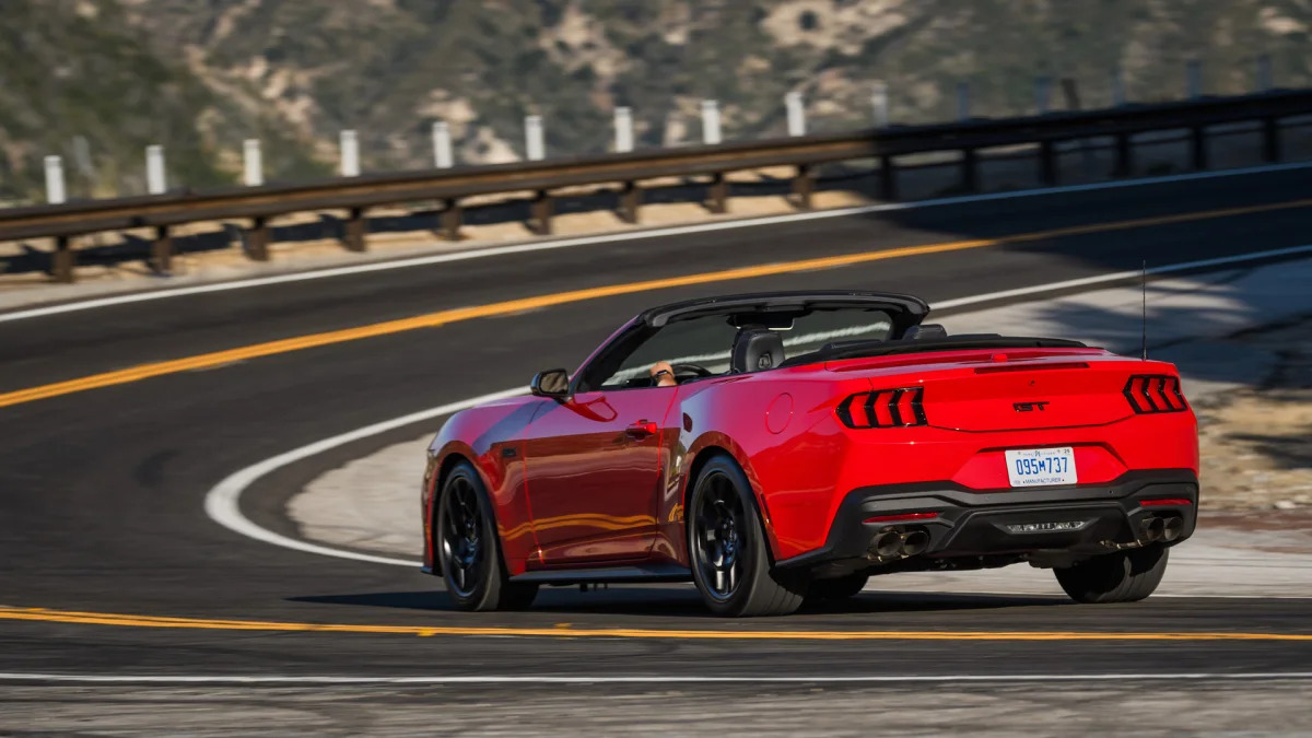 2024 Ford Mustang GT Convertible action rear three quarter