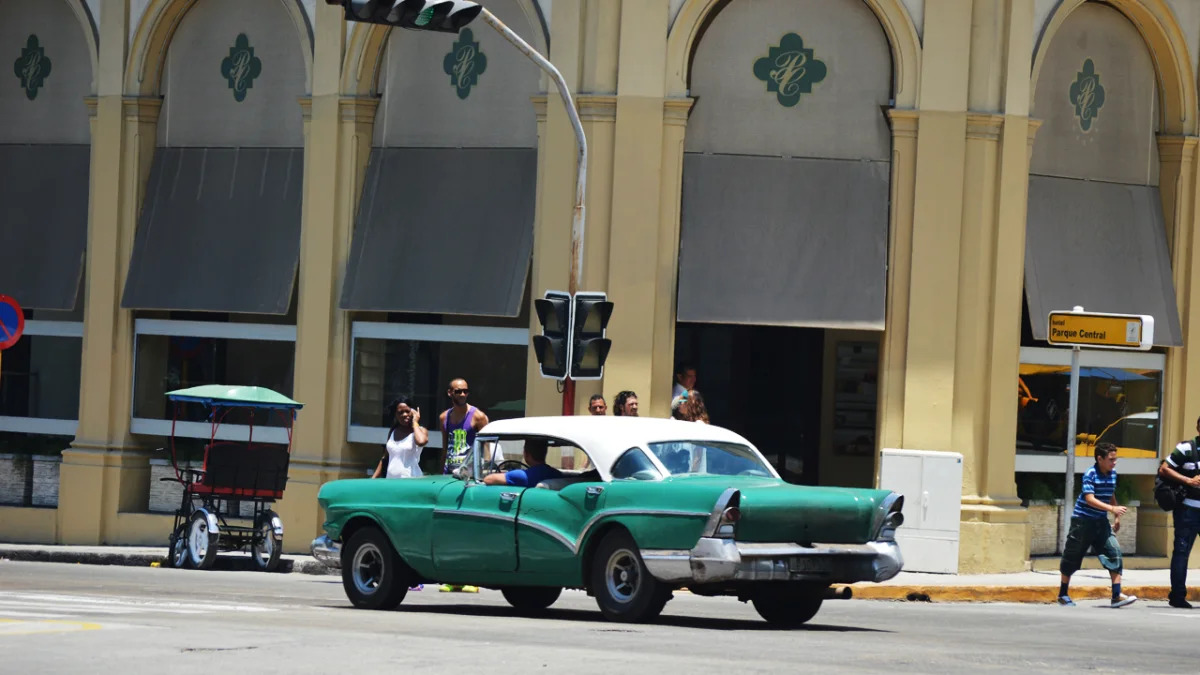 green white classic sedan havana cuba