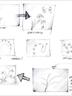 Ford's internal sketches show the progression of <br> the leaf design