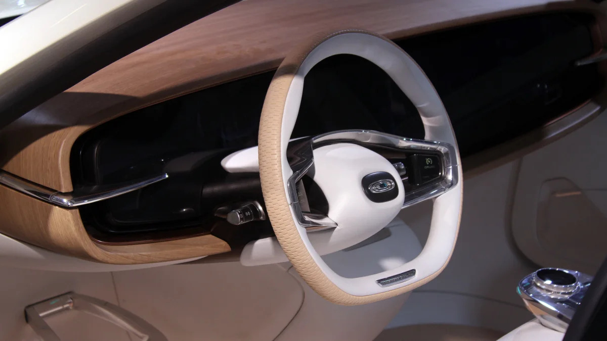 The Thunder Power electric sedan showed off for the first time at the 2015 Frankfurt Motor Show, closer view of the interior.