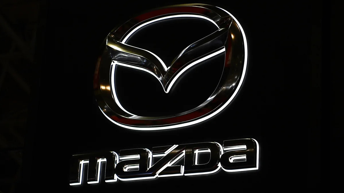 A Mazda logo is pictured during the Tokyo Auto Salon in Tokyo on January 12, 2020. (Photo by CHARLY TRIBALLEAU / AFP) (Photo by CHARLY TRIBALLEAU/AFP via Getty Images)