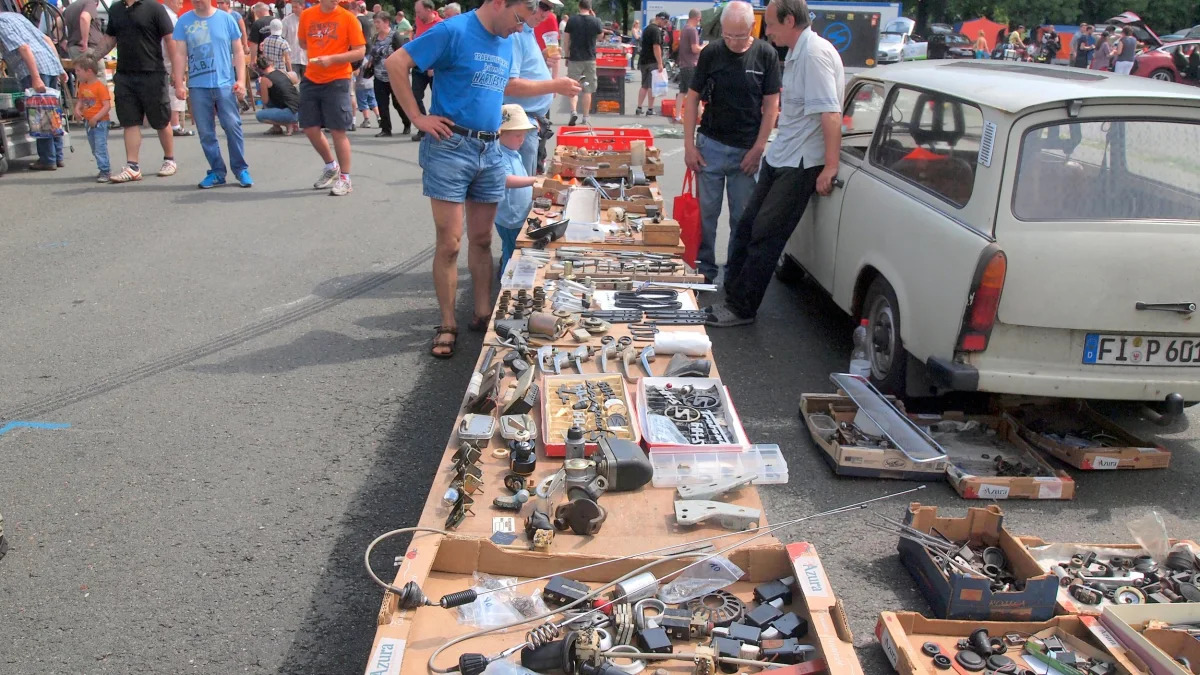 Trabi replacement parts at 2015 Trabant Fest in Zwickau, Germany