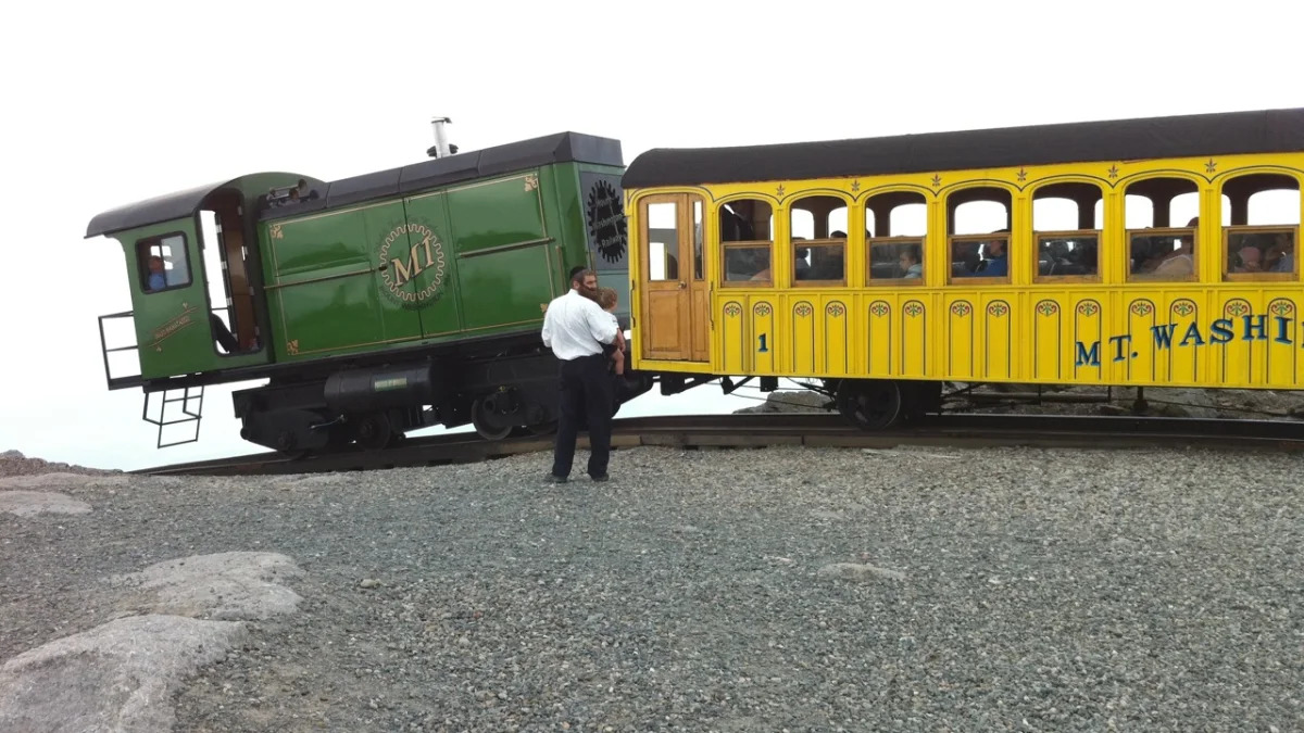 The Cog Railway at Mt. Washington summit