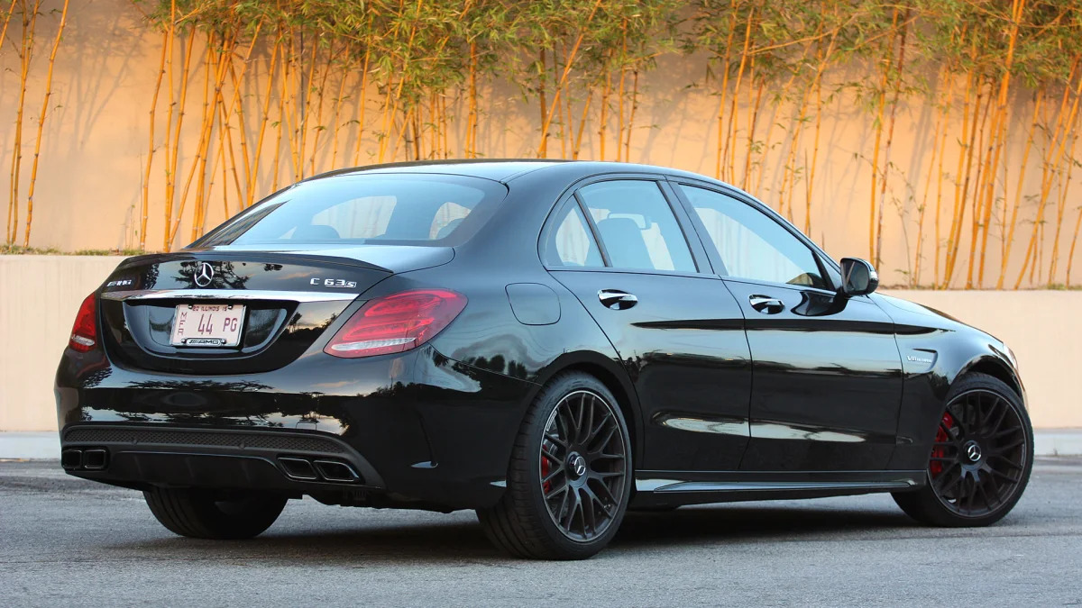 2015 Mercedes-AMG C63 S rear 3/4 view