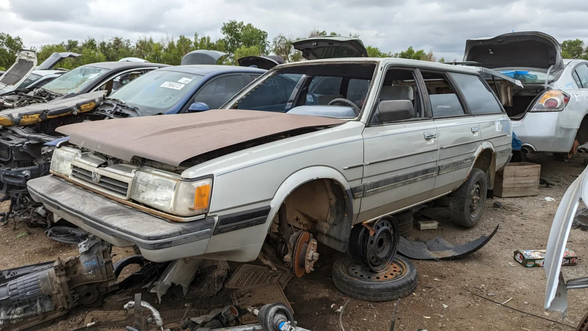 23 - 1987 Subaru GL Leone station wagon in Colorado wrecking yard - photo by Murilee Martin