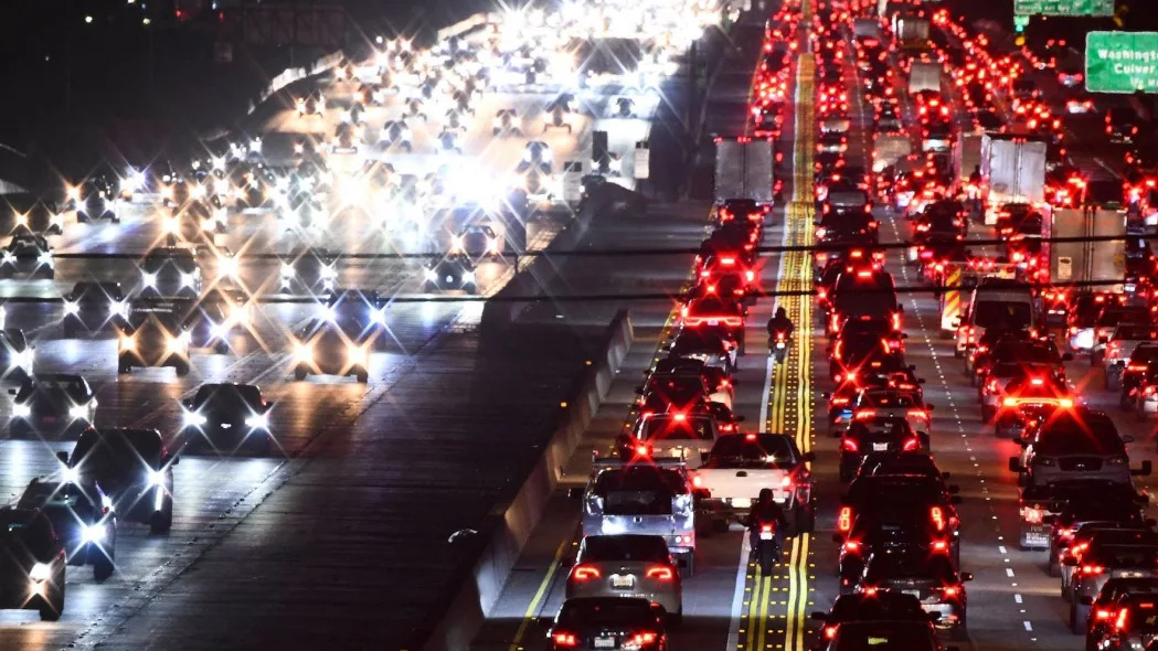 The 405 Freeway in California during rush hour traffic.