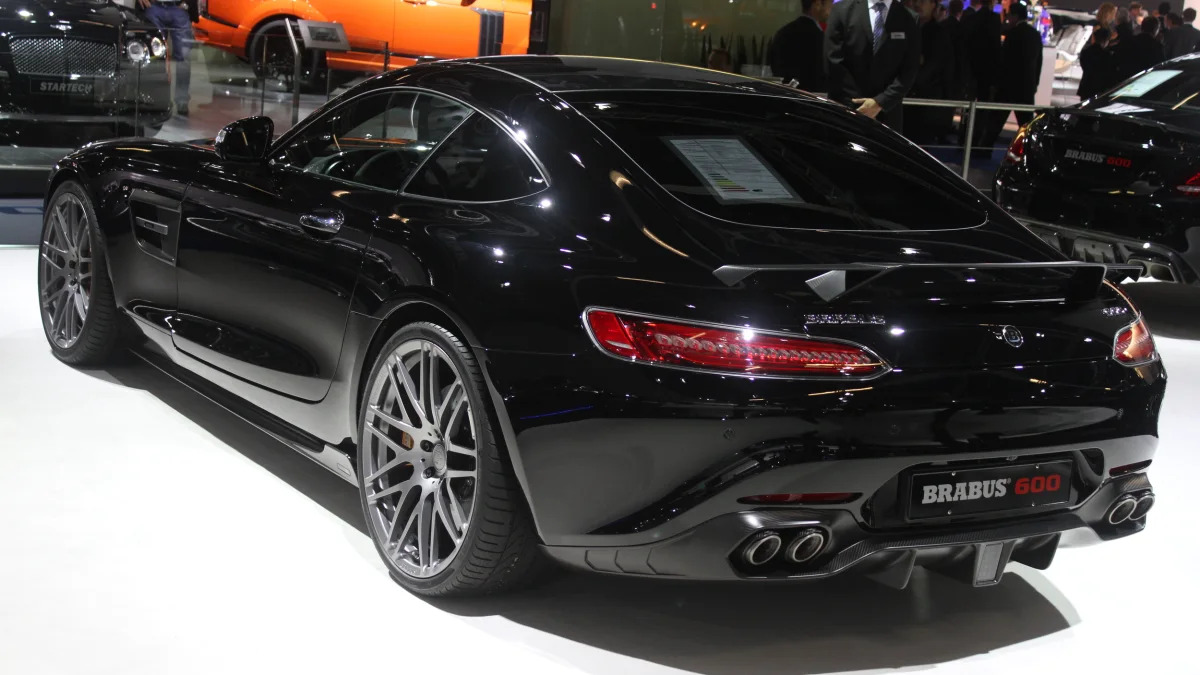 The Brabus 600, a tuned Mercedes-AMG GT S, at the Frankfurt Motor Show, rear three-quarter view.