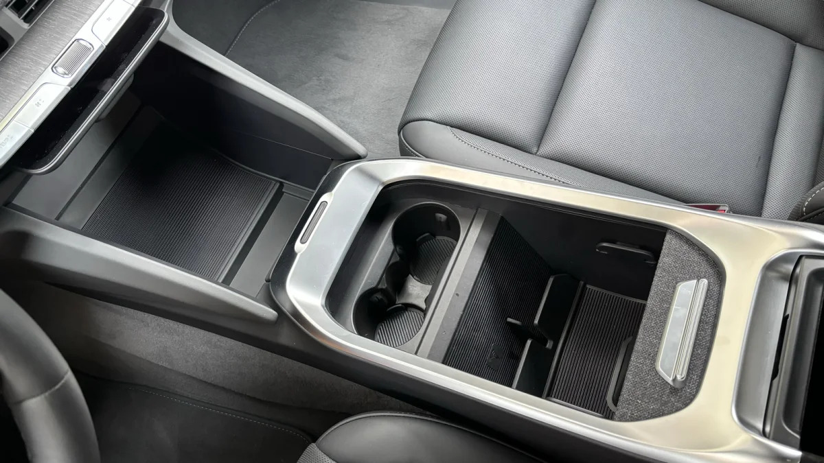 Lucid Air Pure center console all open