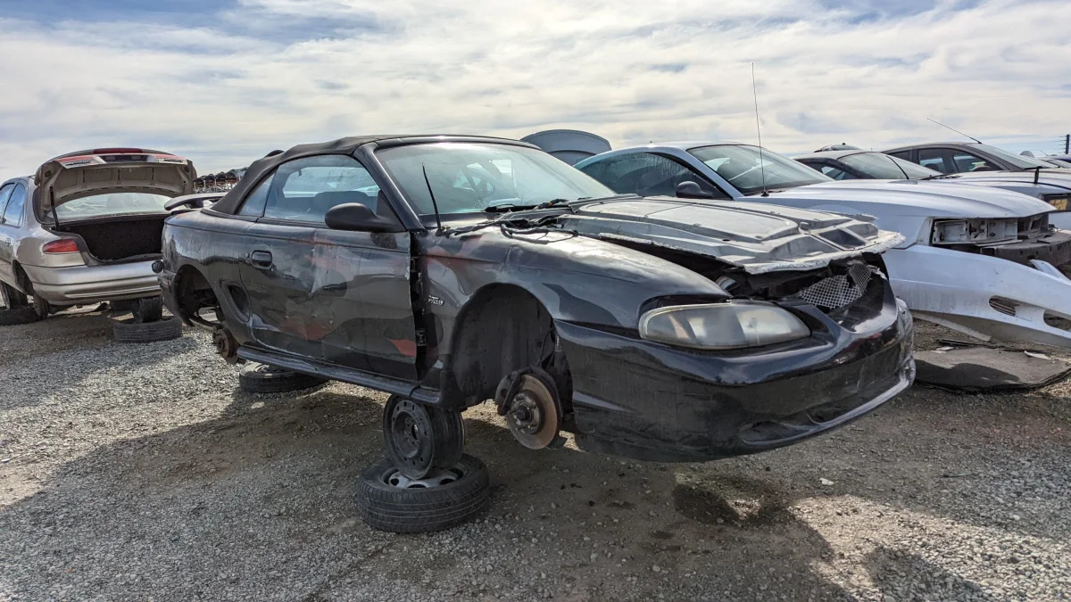 30 - 1997 Ford Mustang GT in California junkyard - photo by Murilee Martin