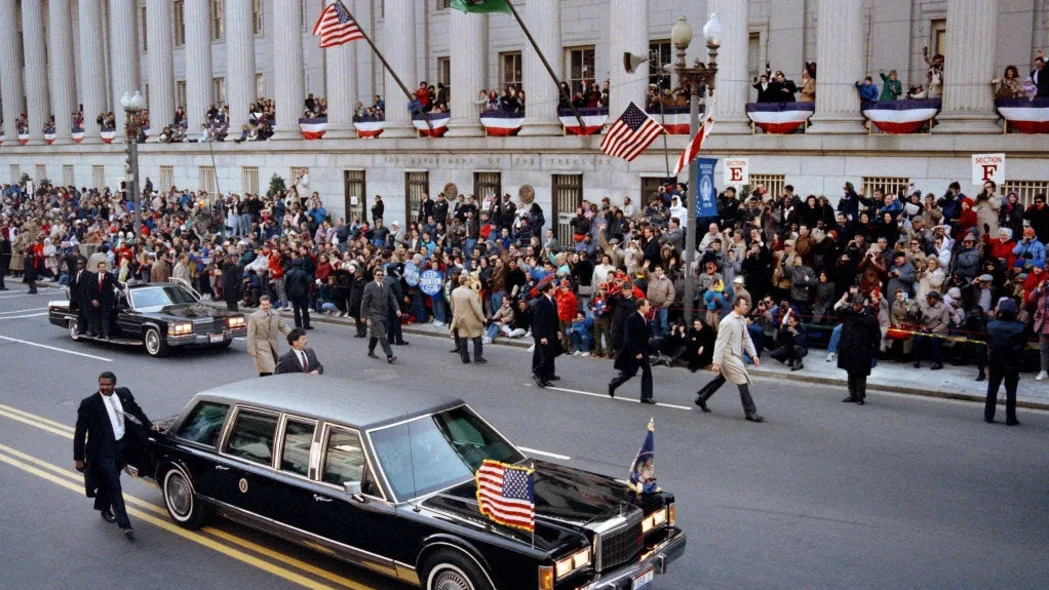 The presidential motorcade in 1989