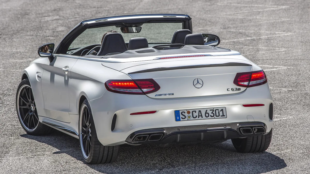 2017 Mercedes-AMG C63 S Cabriolet rear 3/4 view