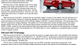 Volvo V70 Product Update Bulletin