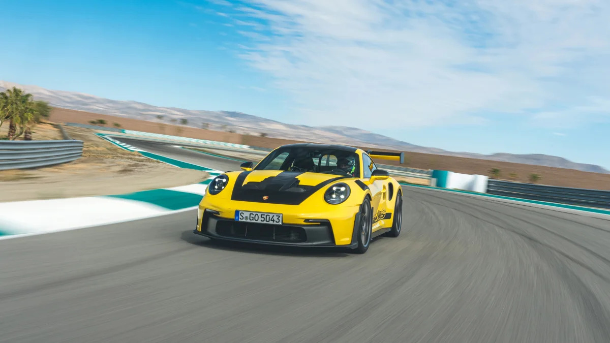 2023 Porsche GT3 RS action front three quarter low