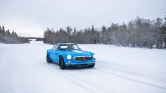 Cyan Racing's resto-modded Volvo P1800 drifting in the snow