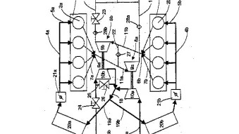 Ferrari turbocharged V8 engine patent drawing