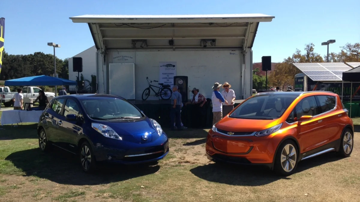 Chevy Bolt and 2016 Nissan Leaf at National Drive Electric Week 2015