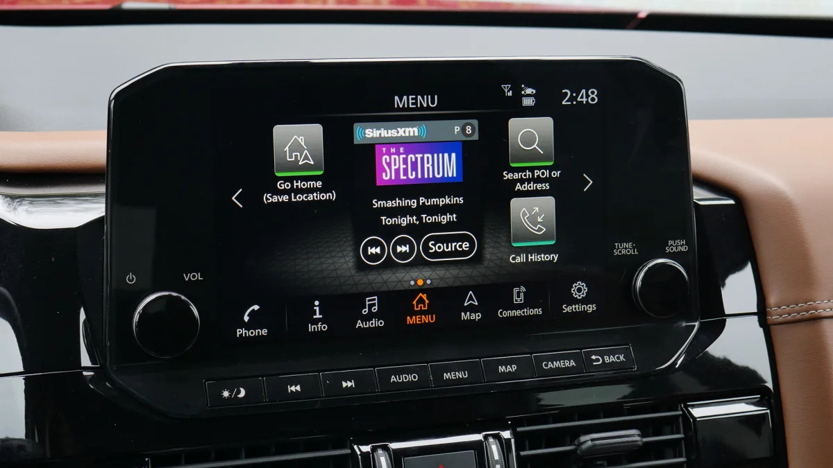 2022 Nissan Pathfinder Platinum touchscreen home screen