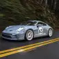 Porsche 911 ST in Shore Blue action front profile
