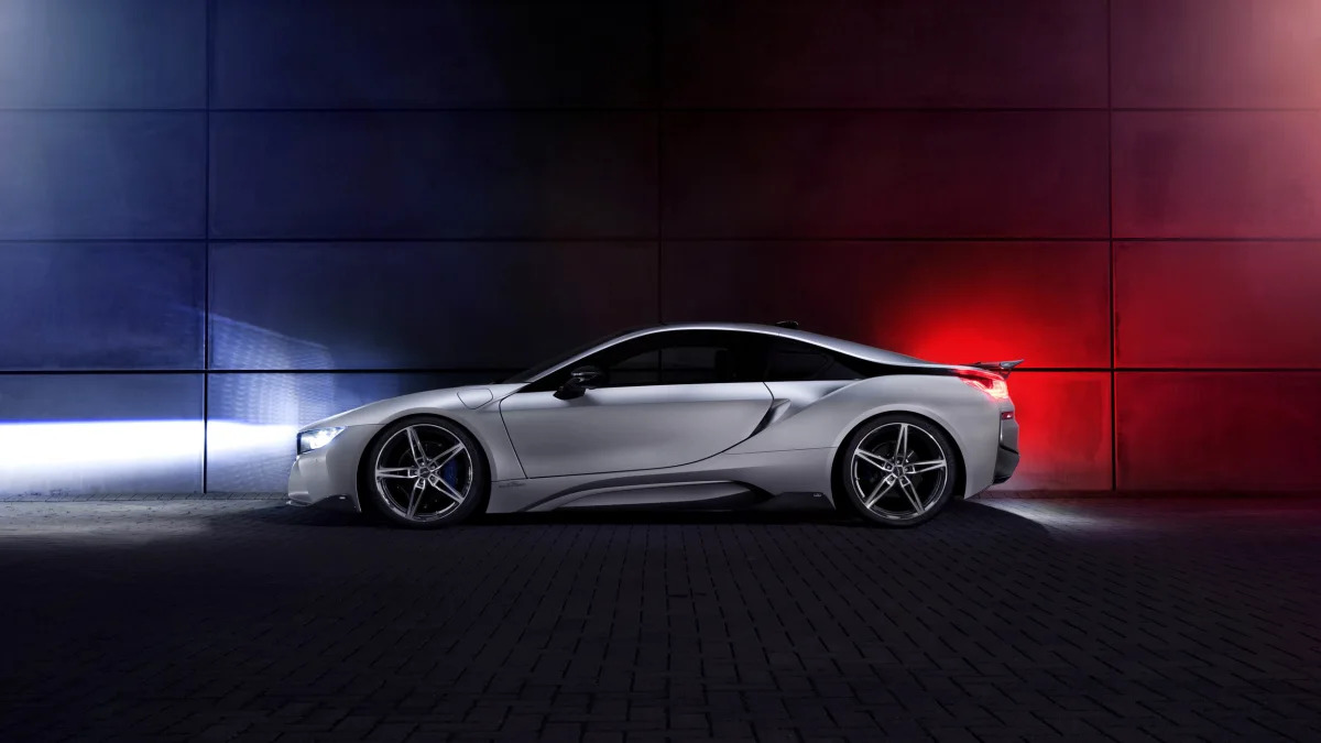 BMW i8 by AC Schnitzer parked night side lights