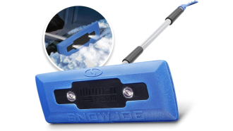 EcoNour 27 Car Windshield Snow Scraper and Brush (Blue) Scratch-Free  Bristle Head Ice Scraper with Ergonomic Foam Grip 