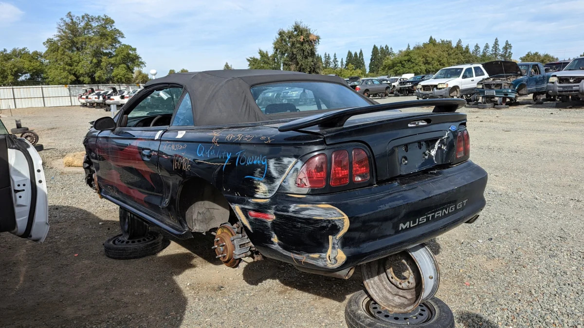 16 - 1997 Ford Mustang GT in California junkyard - photo by Murilee Martin