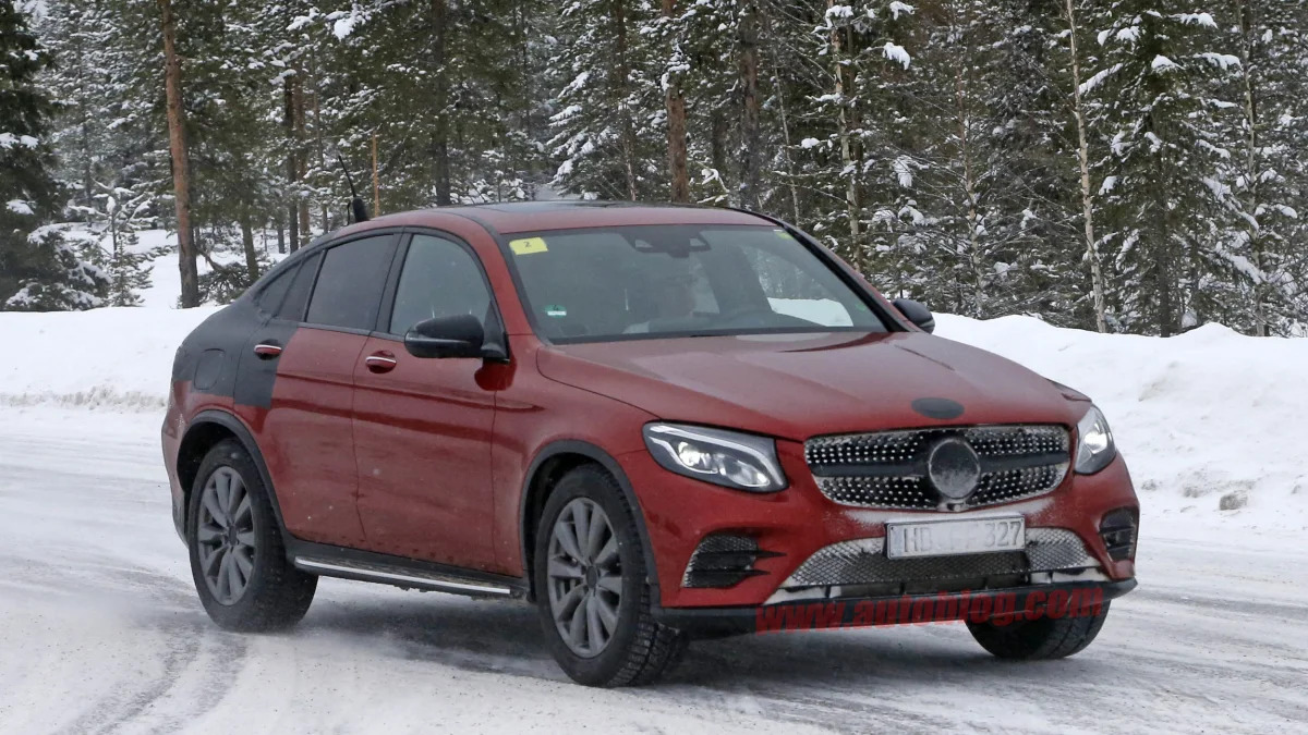 Mercedes-Benz GLC Coupe red prototype front 3/4
