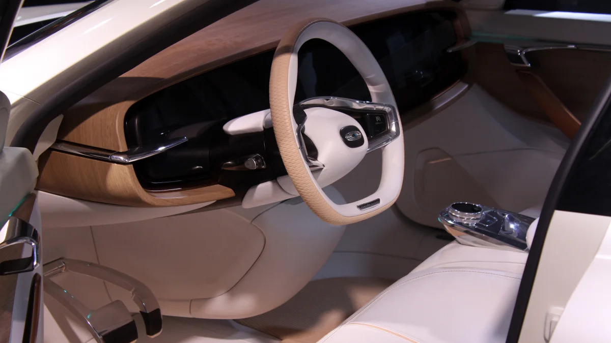 The Thunder Power electric sedan showed off for the first time at the 2015 Frankfurt Motor Show, interior wide.