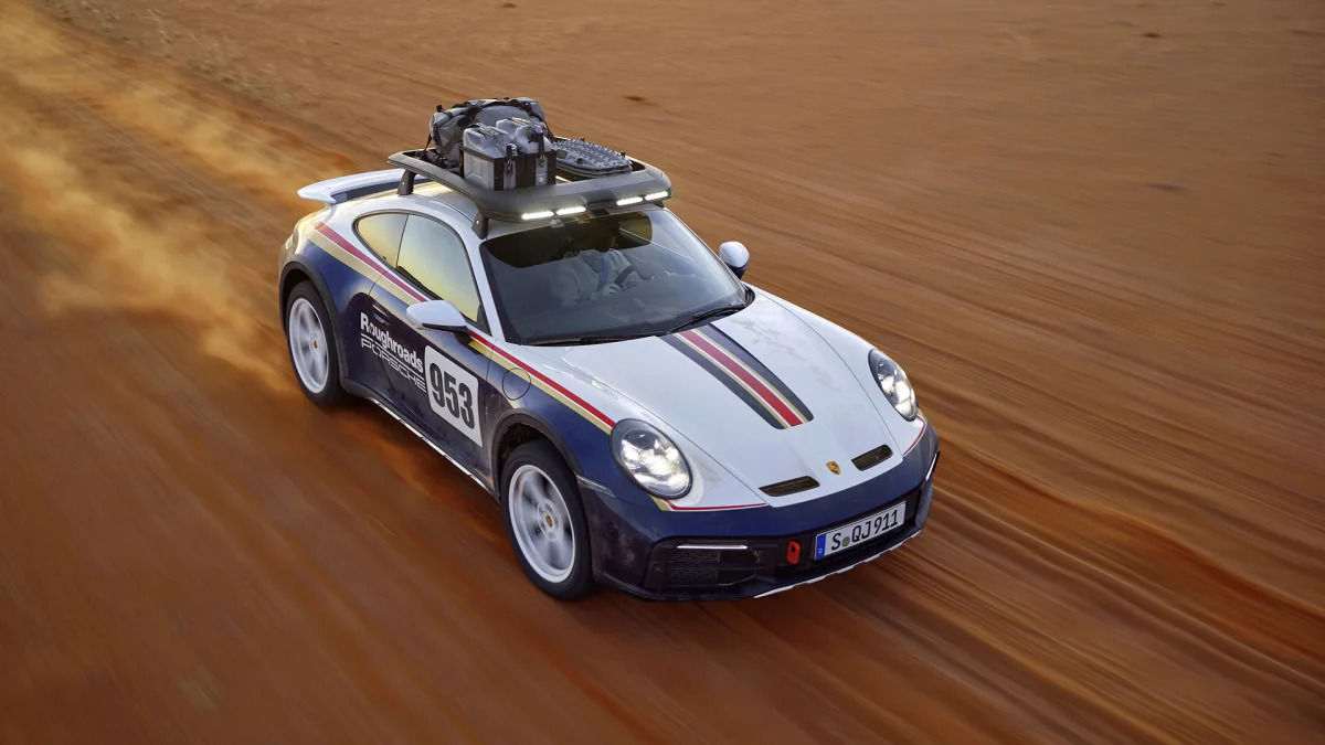2023 Porsche 911 Dakar action above