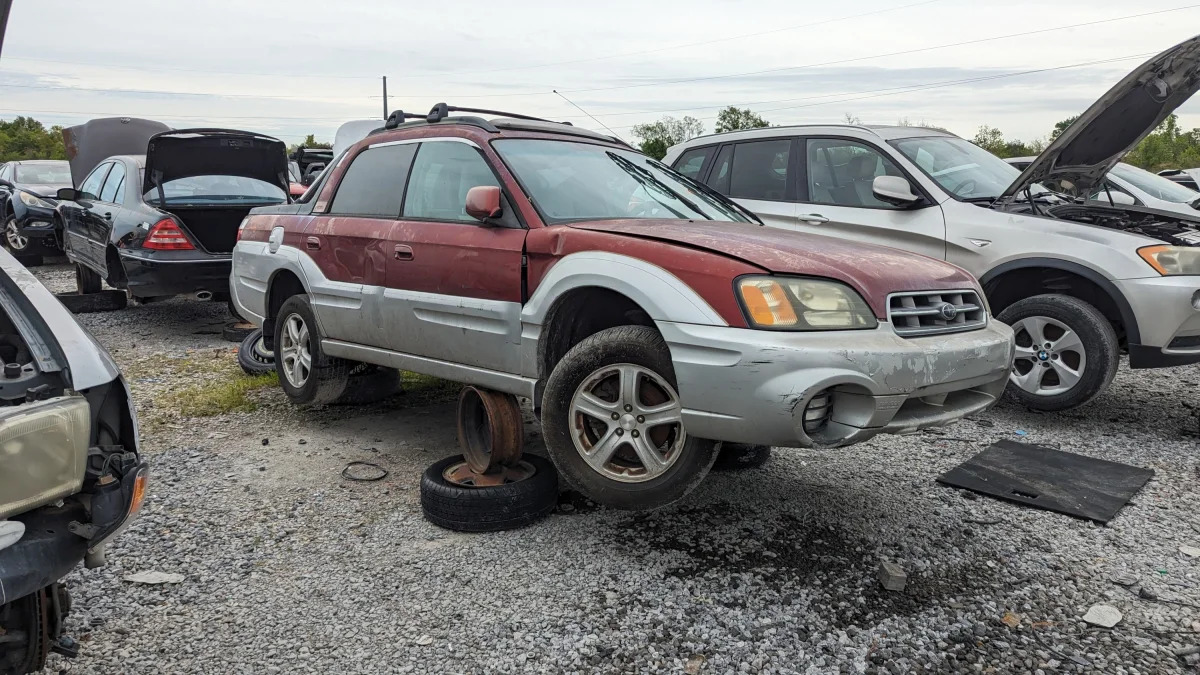 53 - 2003 Subaru Baja in Louisiana wrecking yard - photo by Murilee Martin