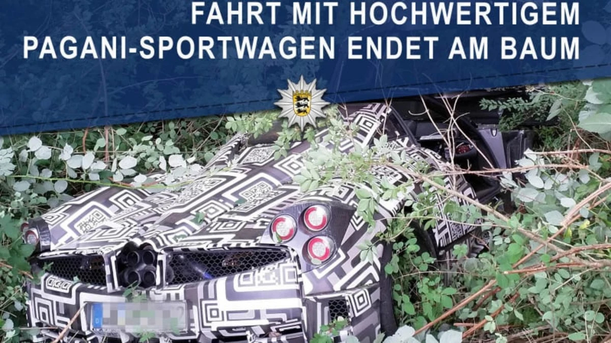 Pagani Huayra Roadster prototype crashed into trees in Germany