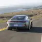 Porsche 911 ST in Shore Blue action rear on the coast
