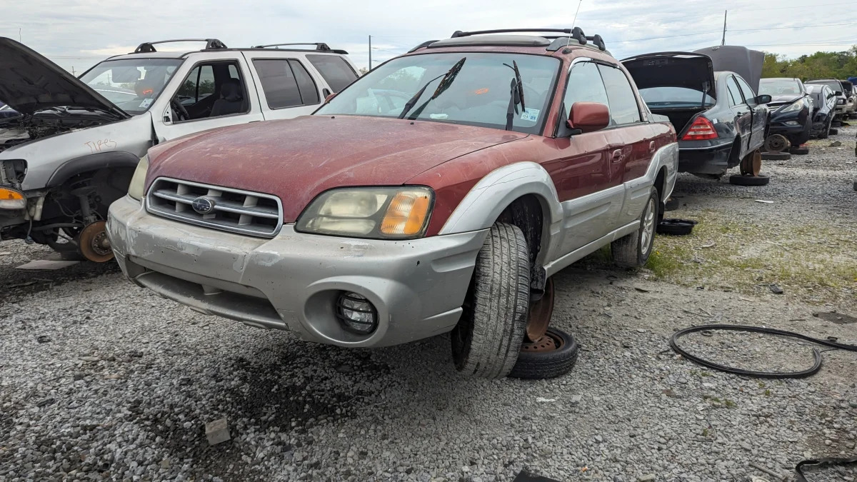 48 - 2003 Subaru Baja in Louisiana wrecking yard - photo by Murilee Martin