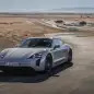 2022 Porsche Taycan GTS action three quarter