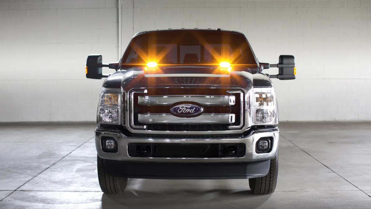 Ford F-Series Super Duty with LED strobe lights front
