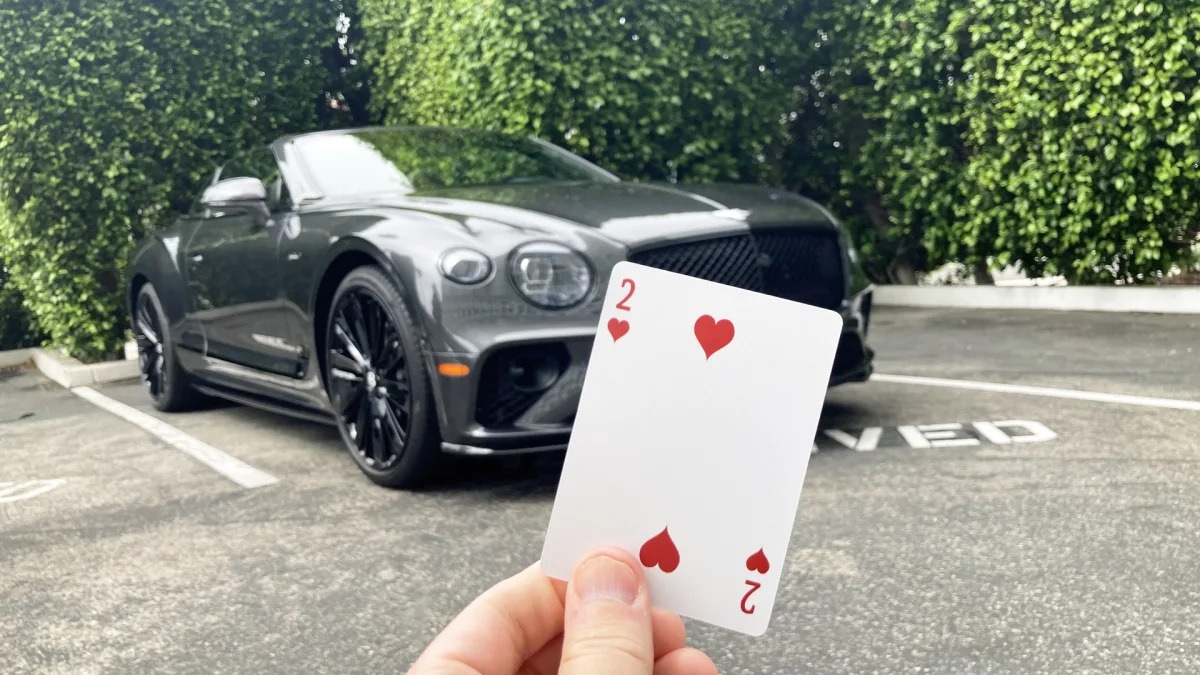 Bentley Continental GTC Speed in Poker Run with cards
