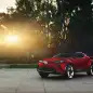 The Scion C-HR concept shown off in red for the LA Auto Show, front three-quarter view.