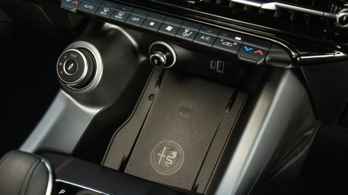 2024 Alfa Romeo Tonale wireless charging pad (European spec show