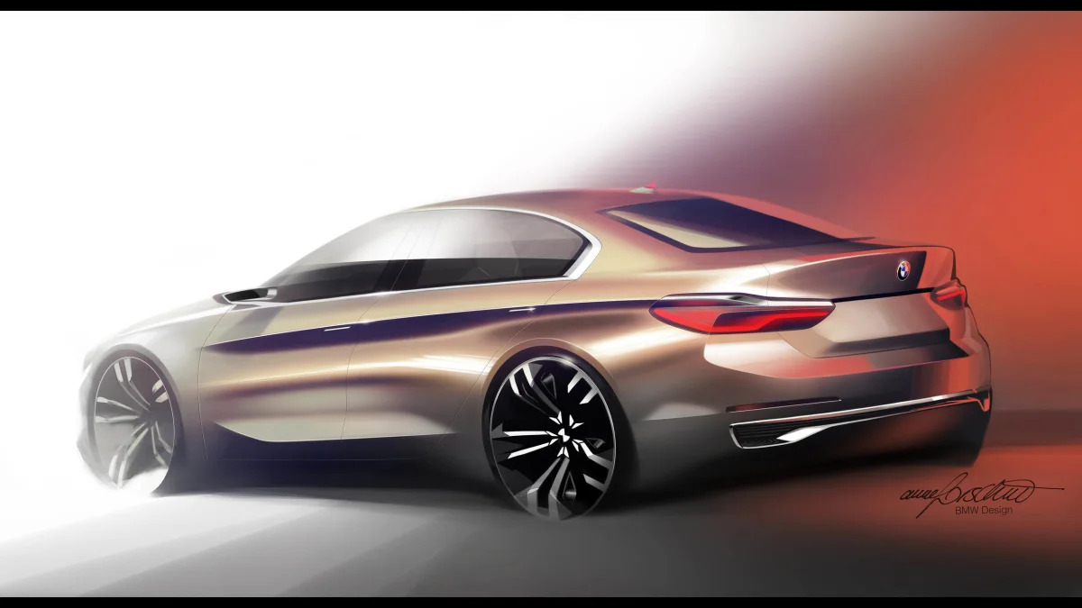 BMW Concept Compact Sedan rear 3/4 rendering