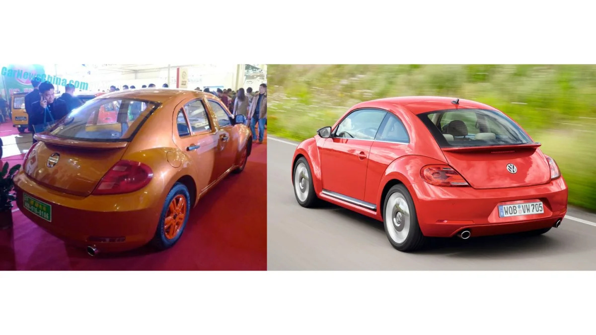 VW Beetle and VIDEOEV prototype copy rear three quarter